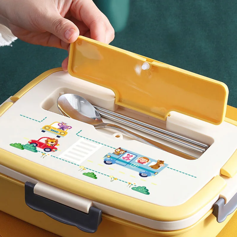 Cute Bento Lunch Box for Kids School Children Microwavable Stainless Steel Kindergarten Children's Bread Sandwich Food Box