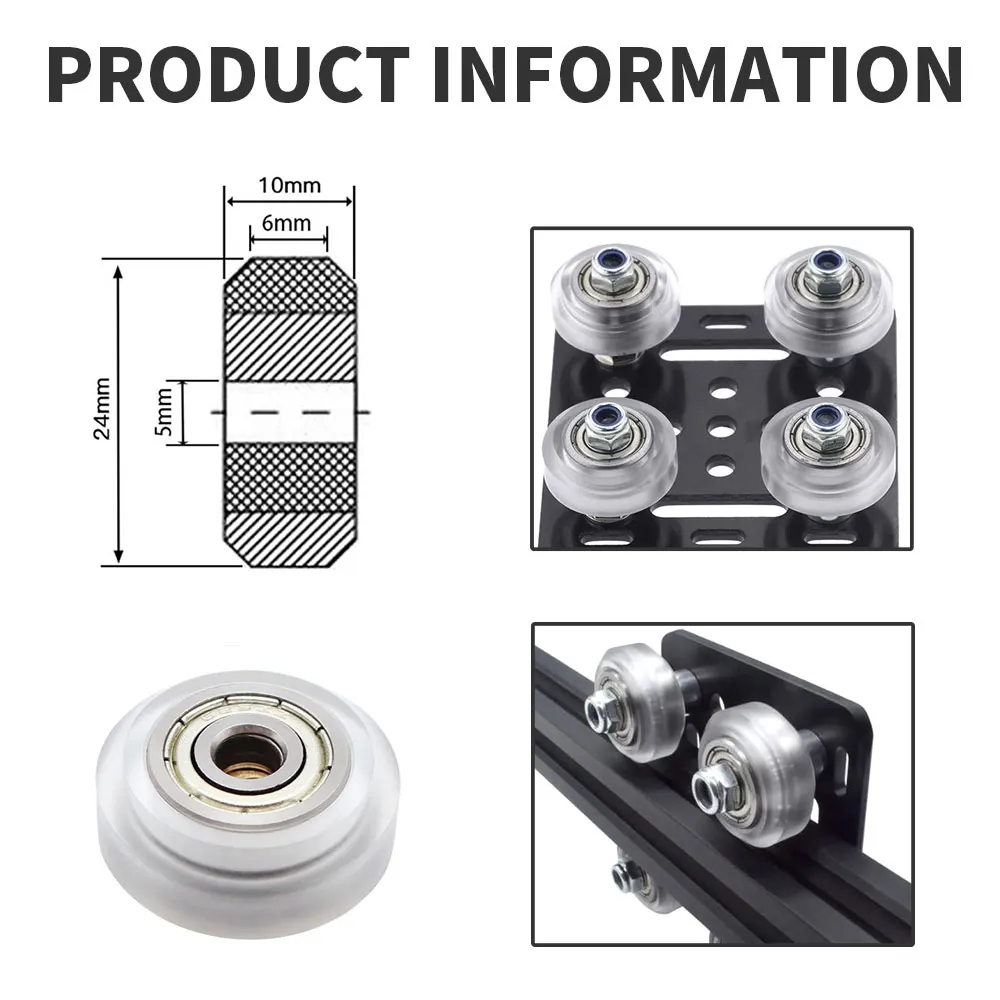 SIMAX3D 3D Printer Clear Polycarbonate Wheel Plastic V-Slot POM Pulley 625zz Linear Bearing for Creality CR-10 S5 Ender 3/3 Pro 3d printed electric motor