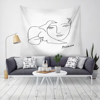 

Art Background Cloth Tapestry Can Custom Pattern Diy Poster Fashion Living Room Home Decoration Line Abstract Painting Tapestry