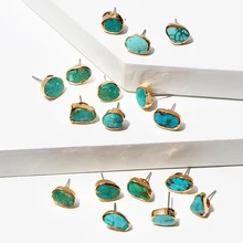 Коми 1 пара богемный естественный неправильной формы бирюзовые серьги-гвоздики индивидуальные классические золотые серьги для женщин подарок для вечерние D0204