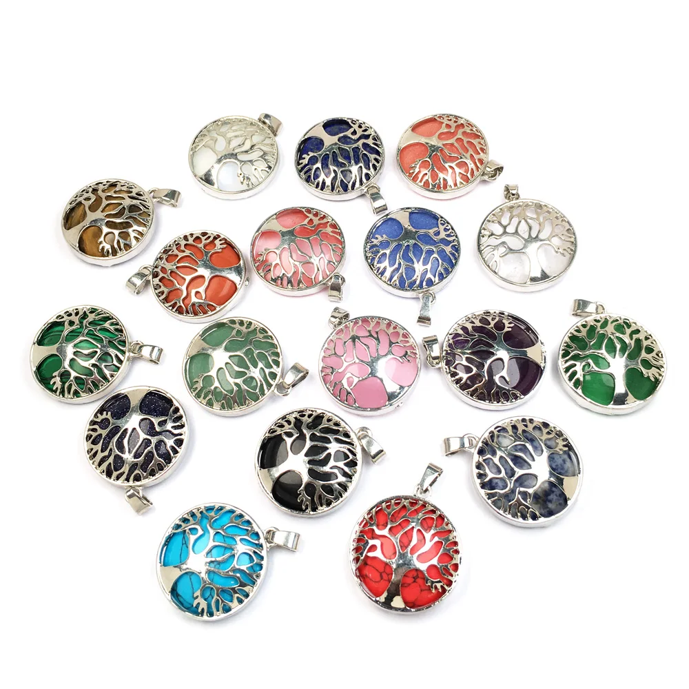 

High Quality Natural Stones Pendant Handmade Creative Tree of Life Pendants for Jewelry Making DIY Reiki Necklaces Accessories