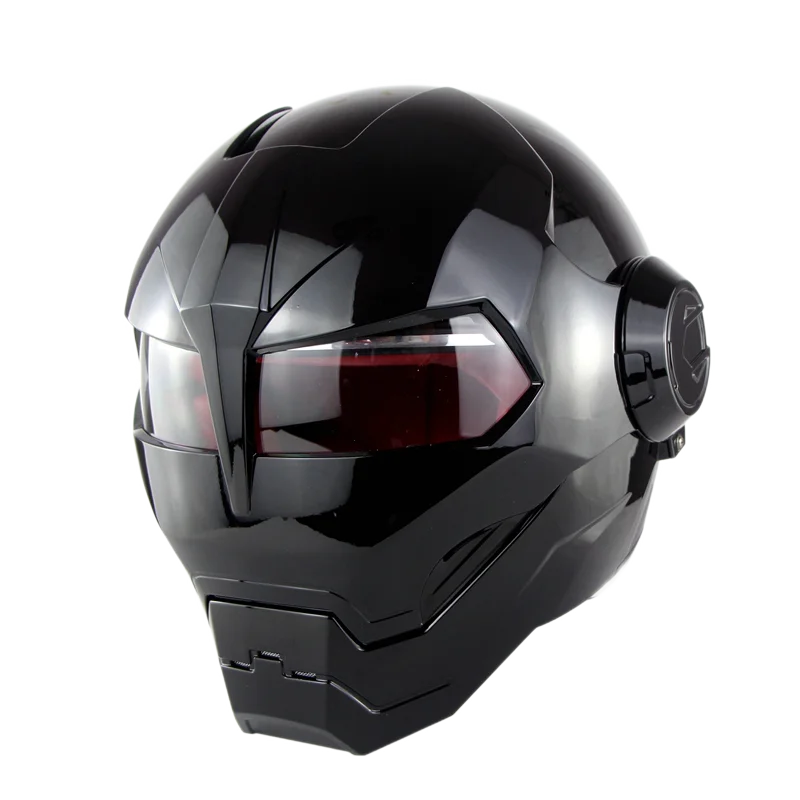 Shiny black Железный человек Шлем Мото шлем персонализированный каск флип-ап Verspa Ironman череп Capacete робот КАСКО точка утверждения cascos Хищник - Цвет: Shiny black