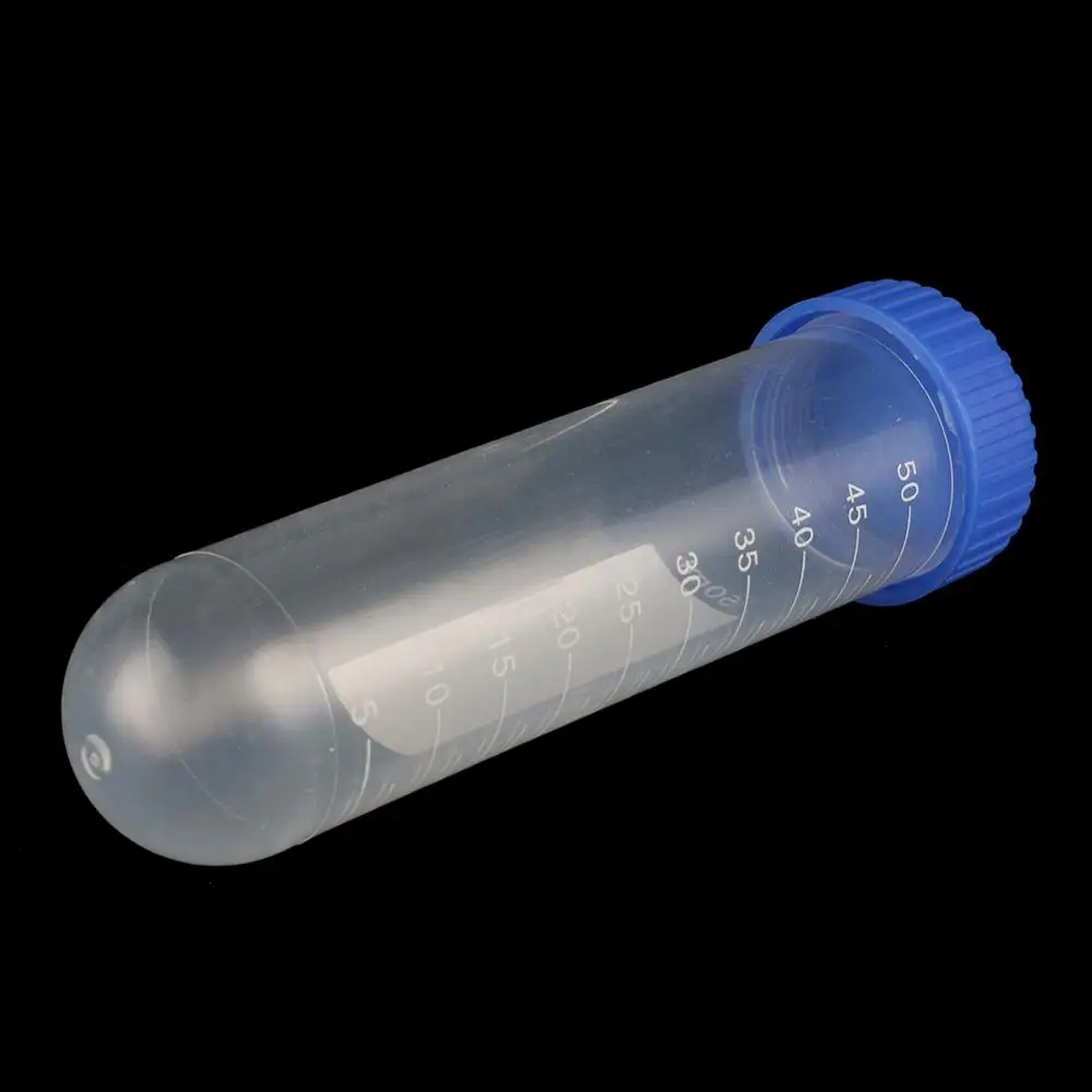 Plastic Test Tubes Centrifuge Tube 50ml Screw Cap Round Bottom Centrifuge Tube Plastic Test Tubes with Scale Laboratory ample Vial Container 10Pcs