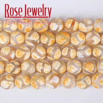 

Factory Price Natural Stone Frost Tibetan Dzi Buddha Beads Yellow Tibetan Agates 8mm For Jewelry Making Diy Bracelet Accessories