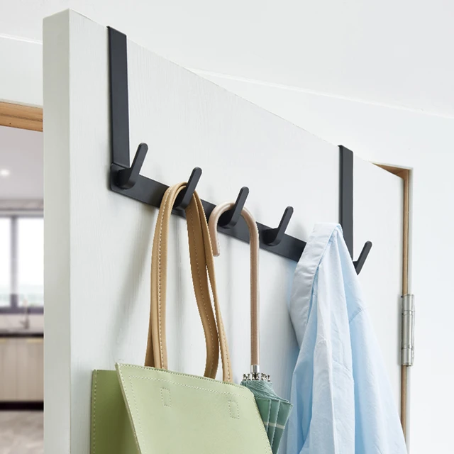 Black Hook Behind The Door Punch Free Hanger Storage On The Bedroom Door  Wall Hanging Door-back Clothes Holder - AliExpress