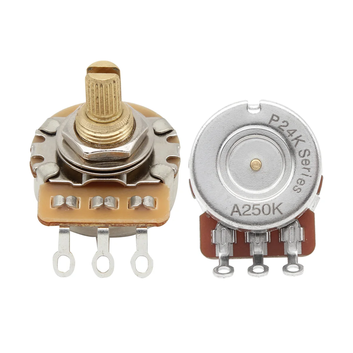 FLEOR 2PCS Brass 3/8&quot Short Split Shaft 24-Tooth Guitar Potentiometers Pots 500K / 250K Option | Спорт и развлечения