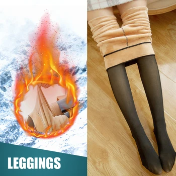 

Legs Fake Translucent stockings Warm Fleece Pantyhose Thicken High elasticity Slim Stretchy Winter Outdoor tights ropa mujer