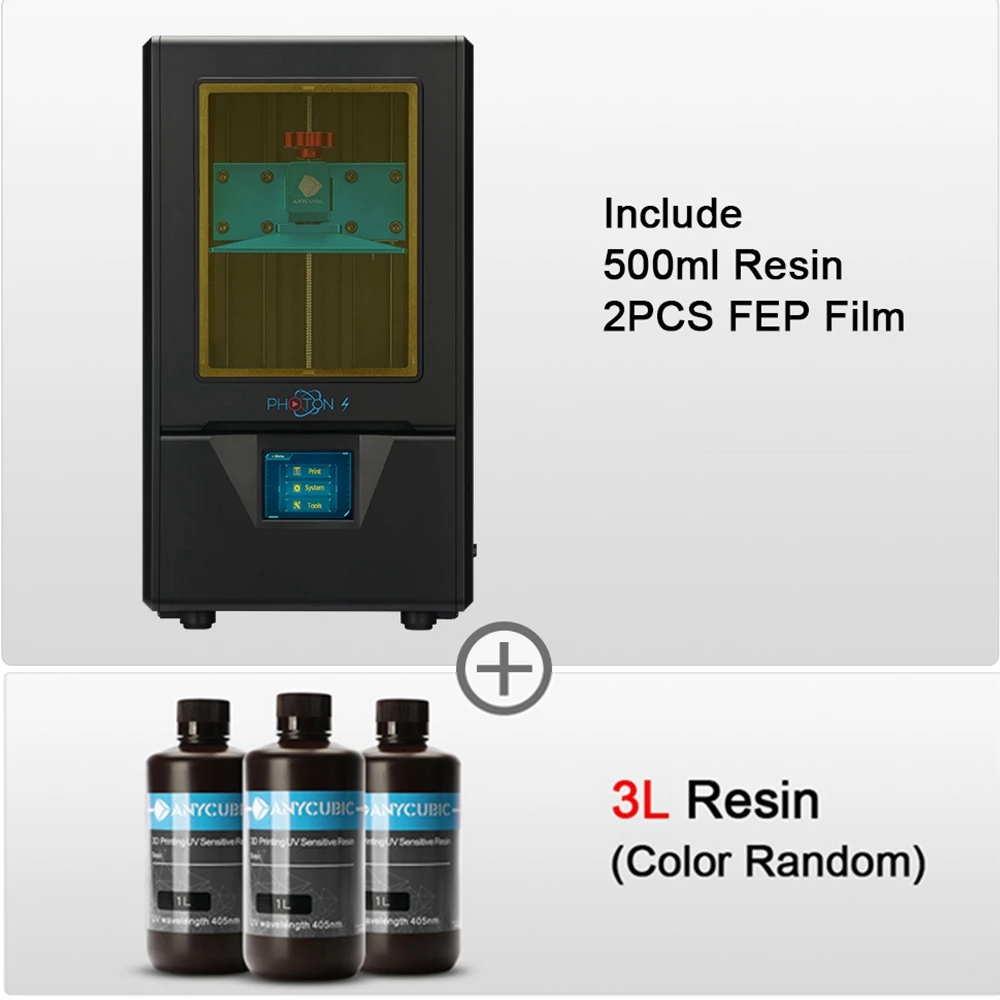 PS BK add 3L ANYCUBIC 3d принтер Фотон S SLA 3d принтер 2K экран 405nm УФ-фонарь принтера lcd теневая Маскировка 3d принтер комплект DIY - Цвет: PS BK add 3L