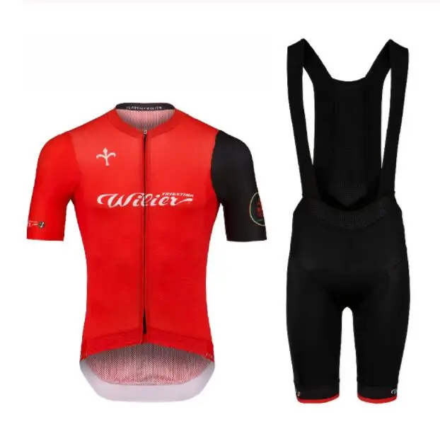 Wilier летний короткий рукав Велоспорт Джерси Bib наборы воздухопроницаемая одежда для катания на велосипеде 9D волосипедный костюм Ropa Ciclismo велосипедная одежда - Цвет: Red