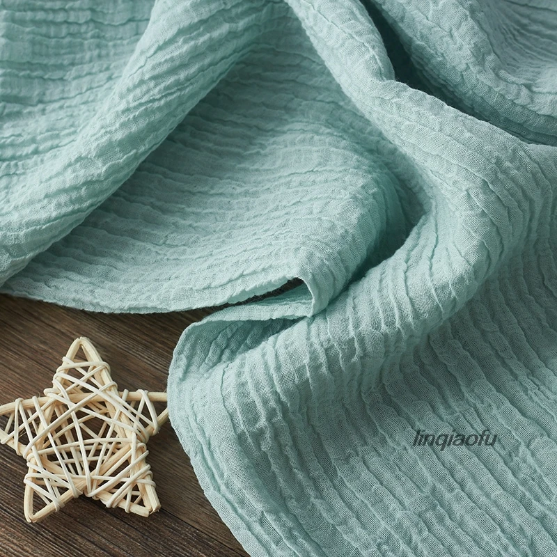 Чистый лен дышащий мятно-зеленый платье одежда морщин Ткань высокого класса льняная ткань