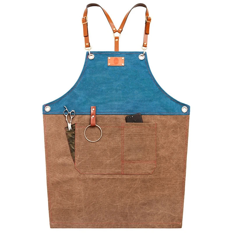 

Fashion Women Barber Kitchen Barbecue Cooking Apron Unisex Restaurant Denim Aprons Bartender Avental Work Uniform Cortex Sleevel