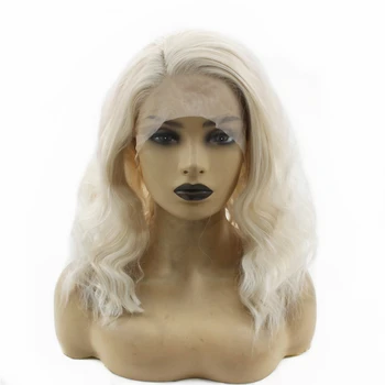 

Glueless Synthetic Lace Front Wigs Blonde Natural Wave Short Bob Wigs Shoulder Length Deep Invisible Side Part Wig For Women