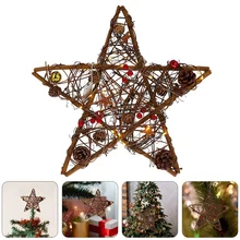 

Christmas Home Decoration Tree Topper Christmas Rattan Treetop with Lights