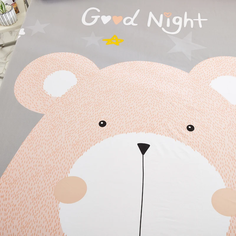 Liv-Esthete Bear Baby, хлопок, простыня по размеру матраса, покрывало, простыня на резинке, постельное белье для взрослых детей
