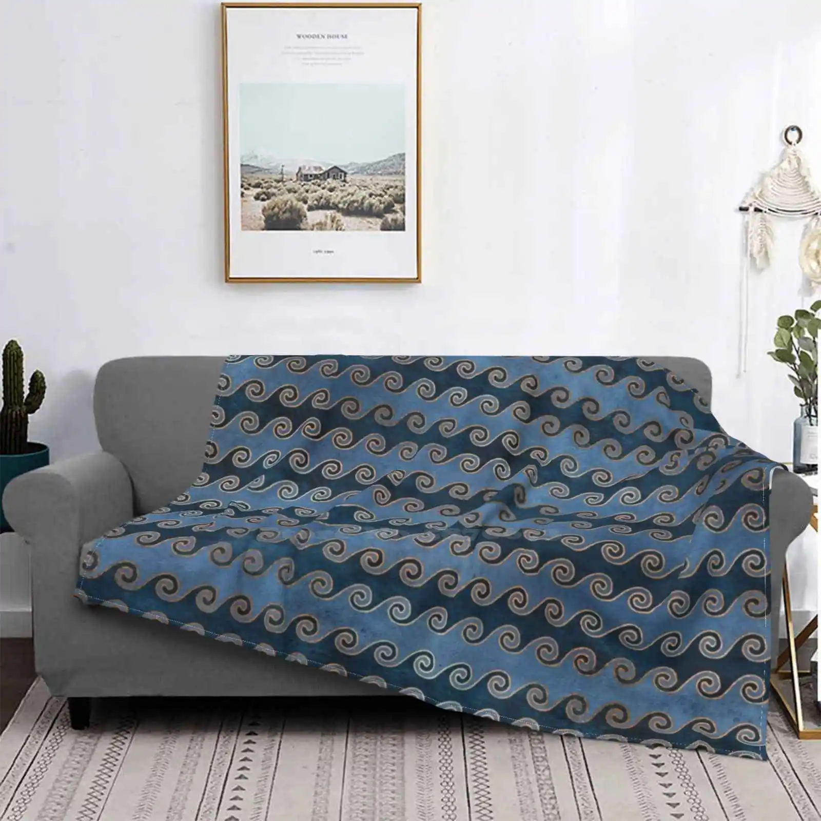 The Greek Theme Sirens Key Ornament Waves Ships Pattern Latest Super Soft Warm Light Thin Blanket Homer Greece Mythology | Дом и сад