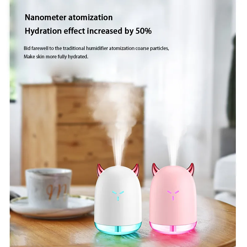 260ML Devil USB Air Humidifier Oil Essential Diffuser For Home LED Night Light Mist Maker Air Aromatherapy Himidifiers Gifts