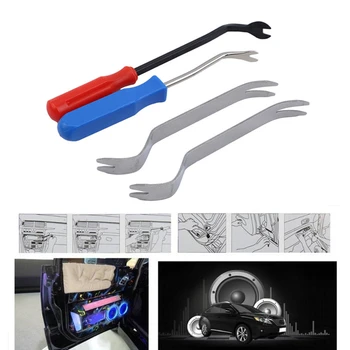 

4pcs Car Fastener Clip Removing Pliers Interior Stereo Retainer Puller Refit Crowbar Car Repair Tools