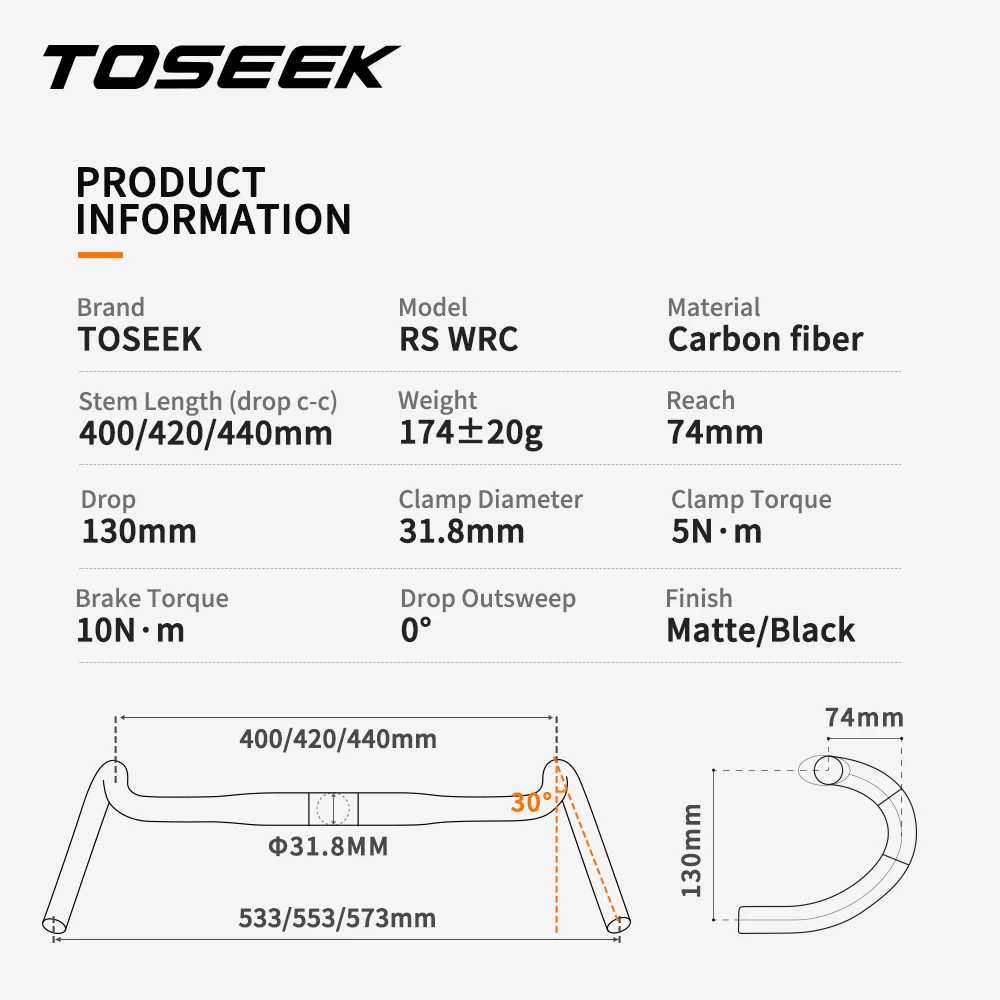 TOSEEK RS-Wrc ī ڰ ڵ,  ڵ , 31.8mm, Ŭũν ε ũ ڵ, 400mm, 420mm, 440mm, Ʈ 