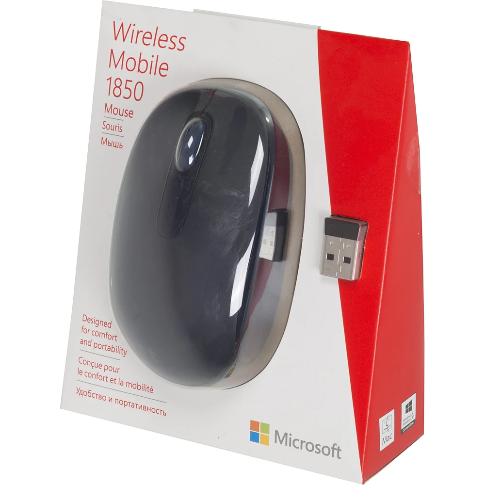 Мышь Microsoft Mobile Mouse 1850 синий оптическая(1000dpi) беспроводная USB для ноутбука(2but