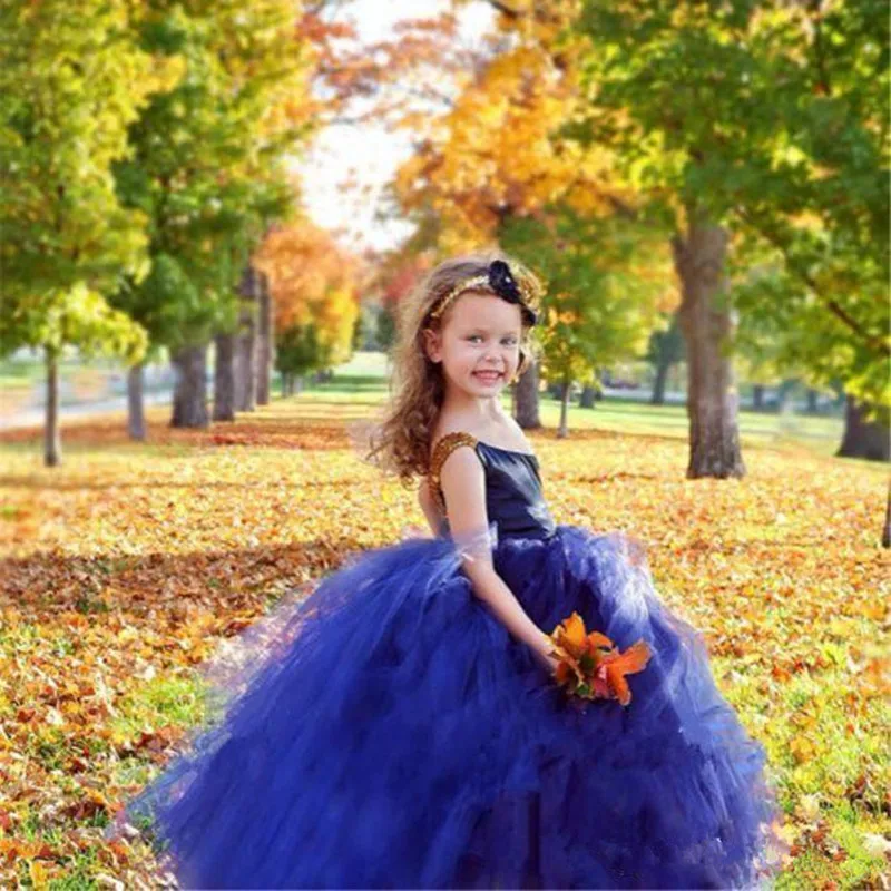 202086 (2)Royal Blue Flower Girl Dresses For Toddlers One Shoulder Tulle A Line Cupcake Pageant Gowns For Wedding Beads Back Lace Up Communion Dress