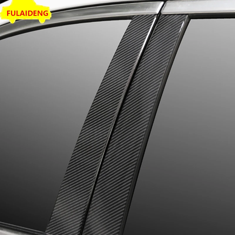 6 шт. для Cadillac xts 2013- черные наклейки из углеродного волокна двери B, C столб пластины литья крышки автомобиля Стайлинг Аксессуары
