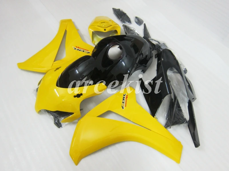 Литьевая Форма ABS мотоцикл обтекатели комплект Подходит для Honda CBR1000RR CBR1000 CBR 1000RR 2008 2009 2010 2011 желтый черный