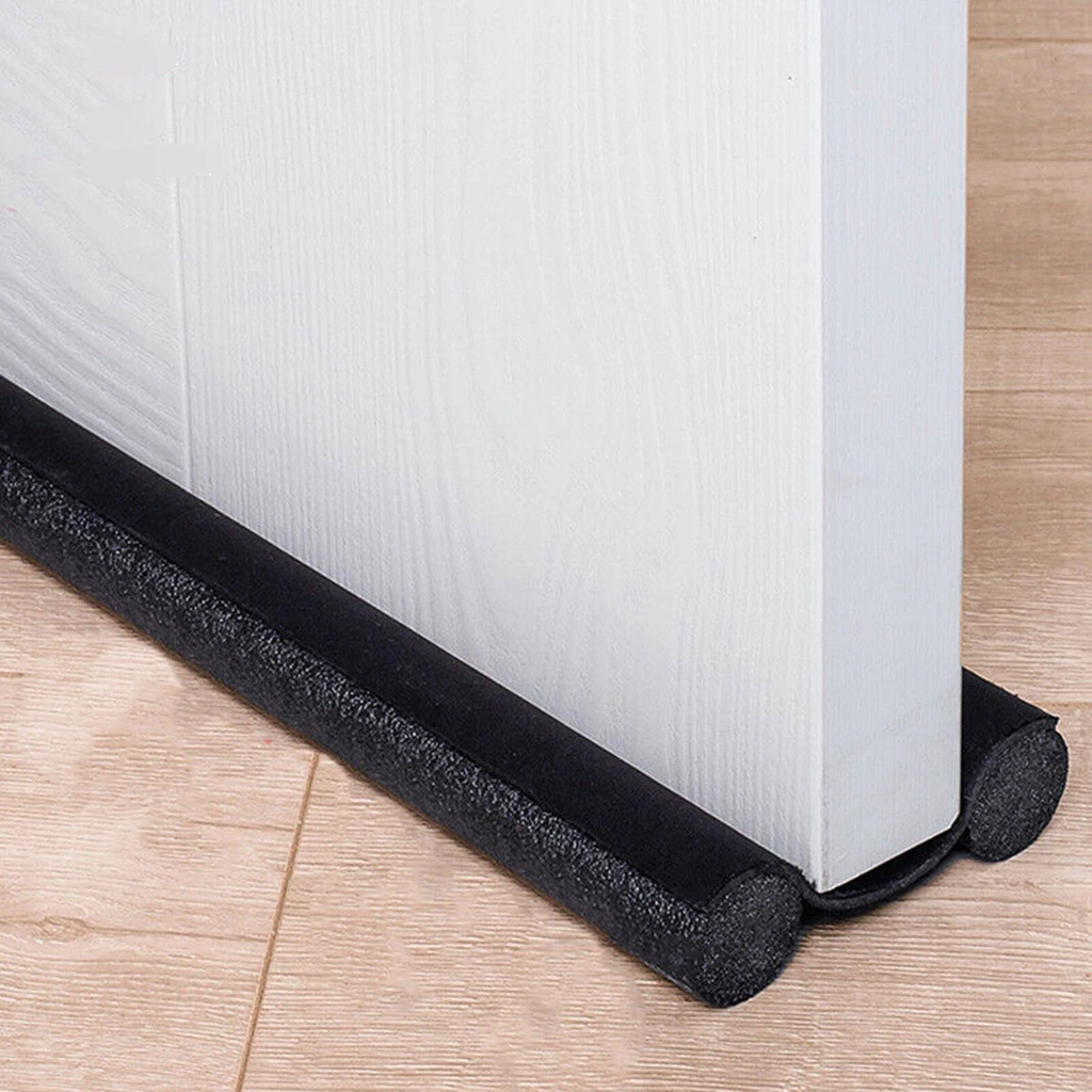 Twin Door Draft Stopper Weather Stripping Noise Blocker Window Breeze Blocker Adjustable Door Sweeps 36.61inch Black image
