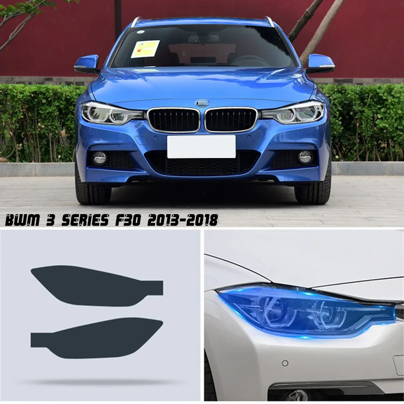 

New Car LH+RH Smoke TPU Headlights Protective Precut Film Sticker Cover Trim Fit For BMW 3 Series F30 2013-2018