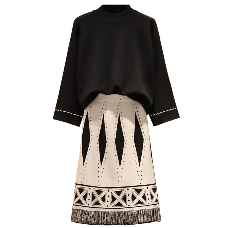 plus size knit skirt sets