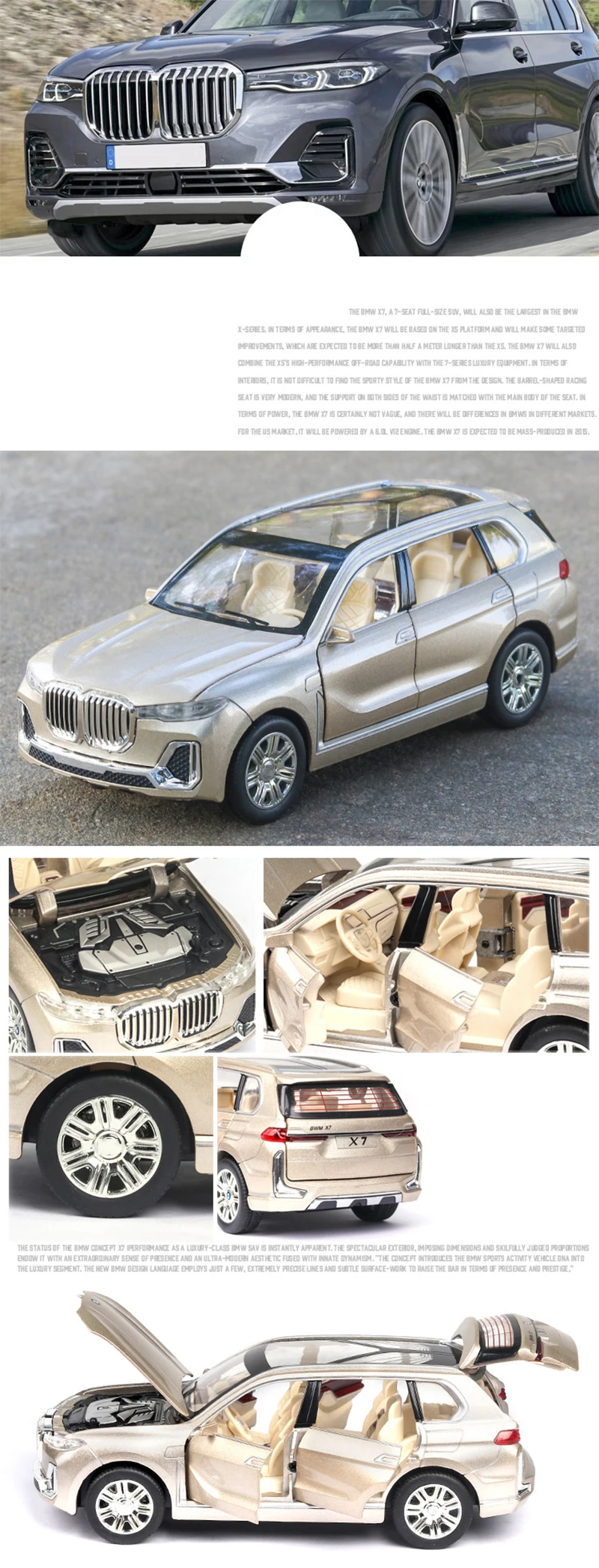Brinquedos para Crianças Presentes de Natal Diecast Brinquedo Veículo Carro Modelo x7 6 Portas Pode Abrir Som - Luz Pullback Carros 1:24 2 1:24 diecast brinquedo veículo carro modelo x7