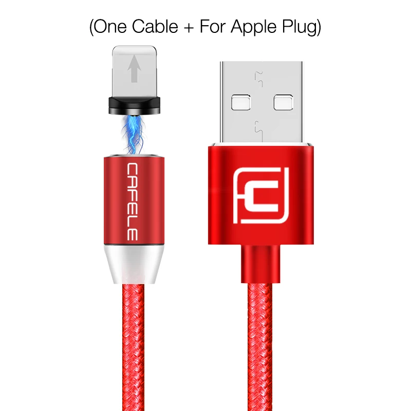 CAFELE светодиодный магнитный usb-кабель с магнитной вилкой USB type C Micro usb IOS разъем для iPhone Xs Xr X 8 7 6 Plus 5 SE huawei xiaomi samsung - Цвет: Red IOS