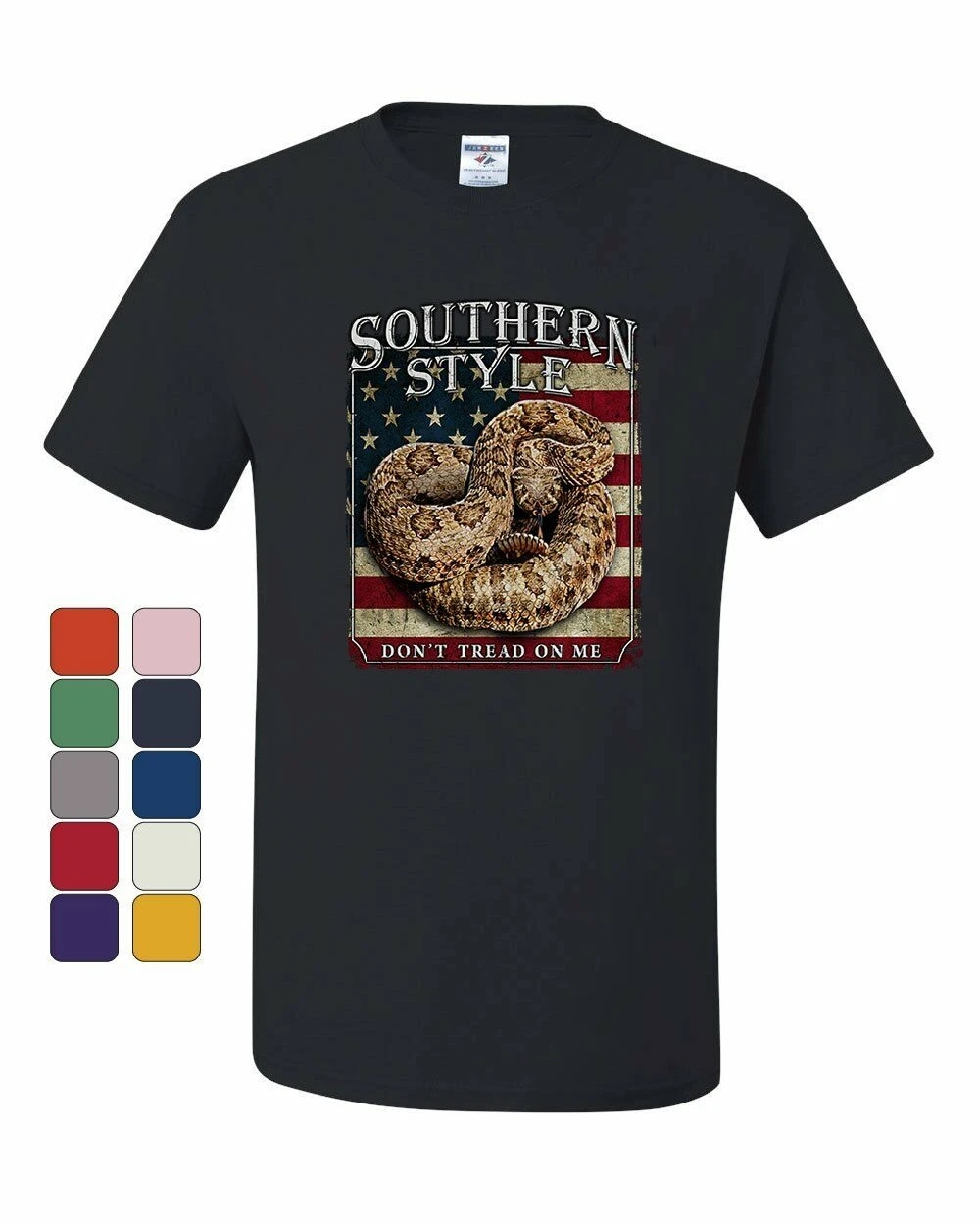 Southern Style Rattlesnake T-Shirt Dont Tread on Me Gadsden USA Tee Shirt | Мужская одежда