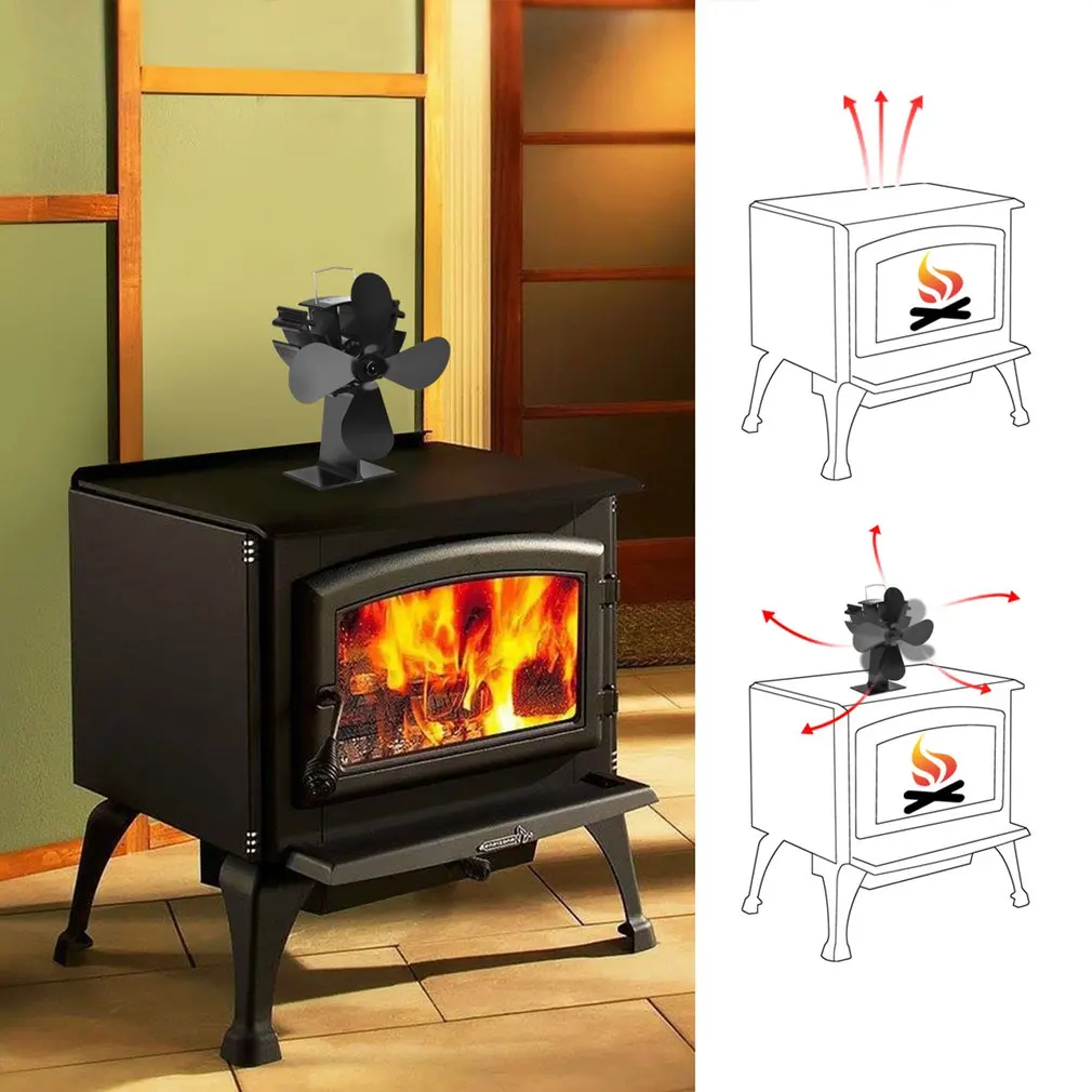 Fireplace Fan 4 Blade Thermal Power Conversion Wood Burner Ecological Fan Environmentally Friendly Quiet Family