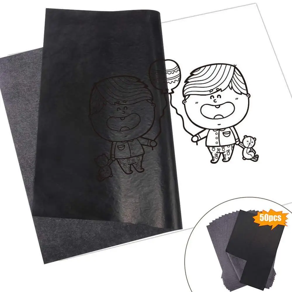 50Pcs/Set Black A4 Copy Carbon Paper Painting Tracing Accessories Reusable Painting Tracing Legible Paper Graphite H0I5