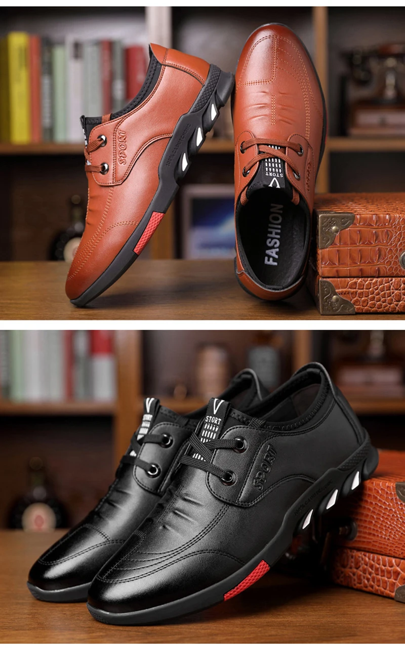 Merkmak/Осенняя кожаная мужская обувь повседневные модельные туфли на плоской подошве в деловом стиле на шнуровке Мужская обувь в британском стиле, увеличивающая рост большой размер 43, 42