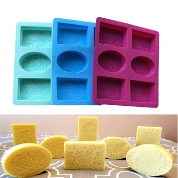 

6 Cavity Silicone Soap Molds Round Oval Rectangle Shape Handmade Soap Mold Portable Unique Soap Making Tools