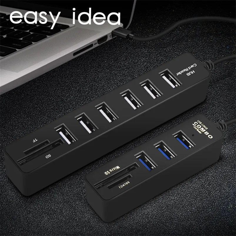 Usb хаб 3 0 Multi USB Hub 2 Разделитель с / 6 портами Hab высокоскоростной Micro TF/SD кардридер