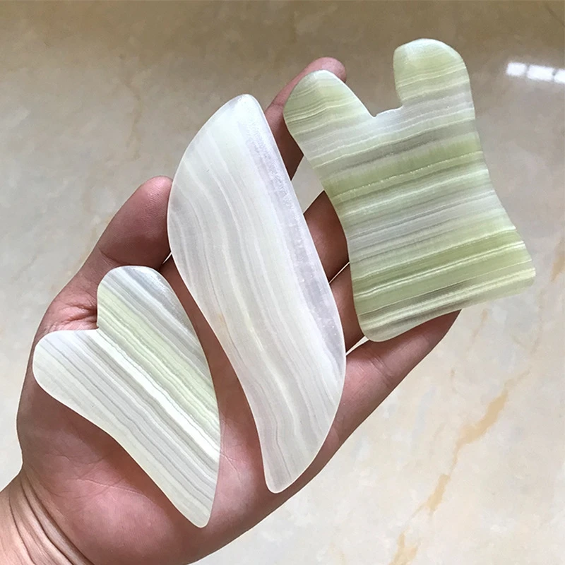 

Gouache Scraper Natural Afghan Jade Guasha Board Face Massager Facial Eye Scrapping Acupuncture Therapy Spa Massage Stone Tool