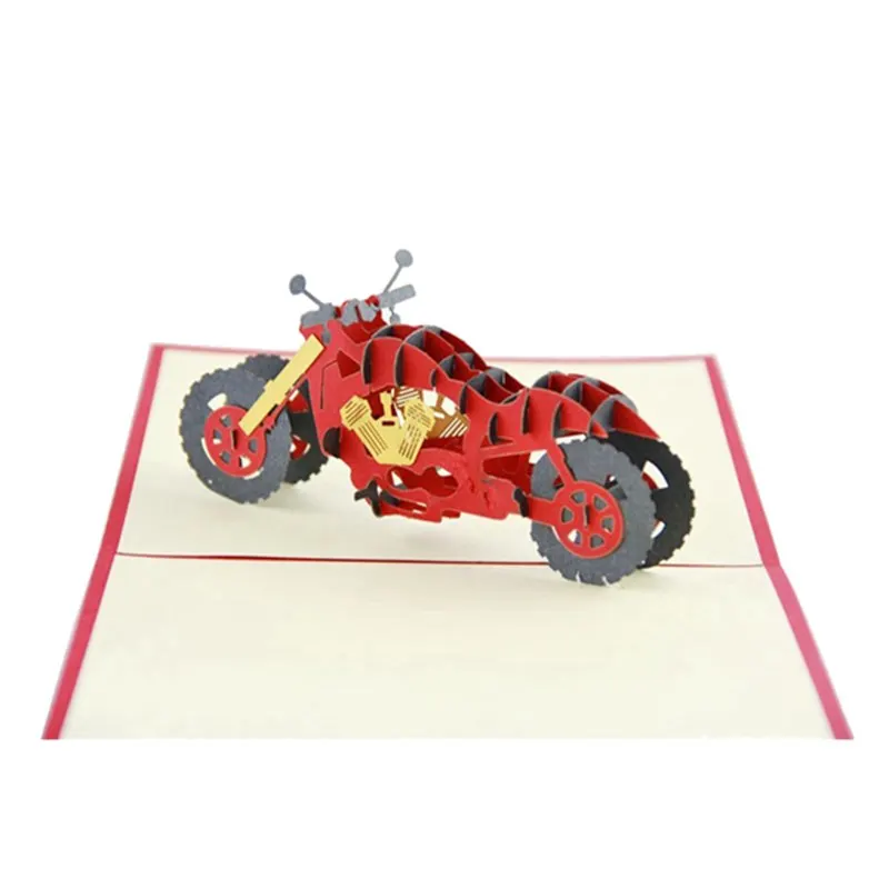 Ручной работы 3D всплывающие поздравительные открытки для каждого случая(мотоцикл