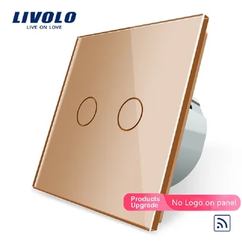 

Livolo EU Standard,Golden Crystal Glass Panel, EU standard,VL-C702R-13,Wall Light Remote Switch,No Mini Remote