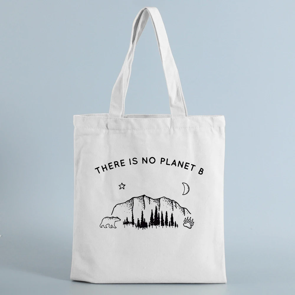 Есть No Planet B Холщовая Сумка через плечо хозяйственные сумки для женщин с двойным ремешком Повседневная сумка для девочек школьная сумка для книг