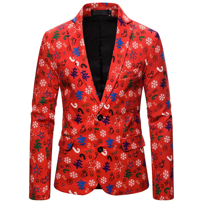 Cute Snowman Print Red Christmas Blazer Men Brand New Slim Fit Novelty Xmas Blazer Jacket Male Party Prom Blazer Masculino - Цвет: 6