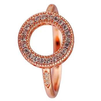 

Authentic 925 Sterling Silver Ring Rose Hearts Of Halo Crystal Rings For Women Wedding Party Gift Fine Jewelry