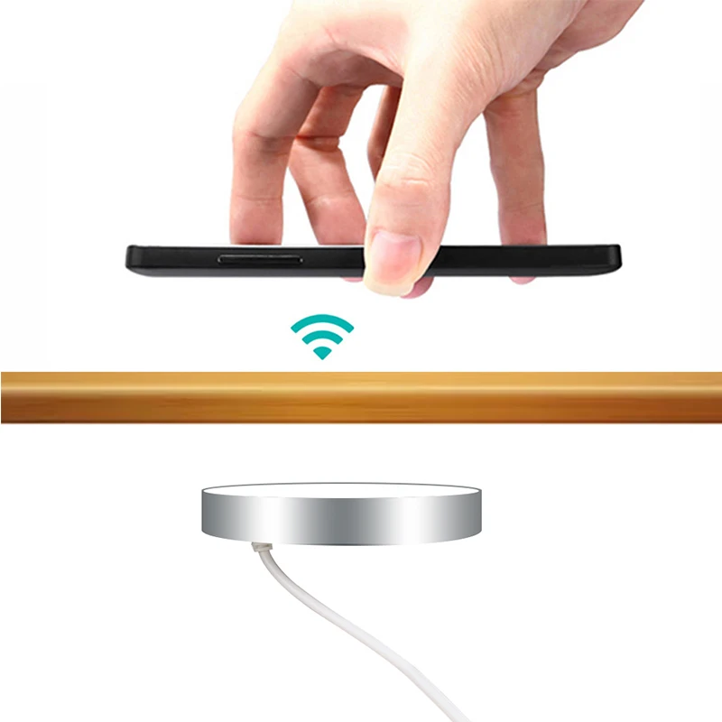 QI Invisible Wireless Charing Pad Desk Concealed Long Distance 2-12mm Charger Coffee Furniture Office Desktop Hide Wireless Base