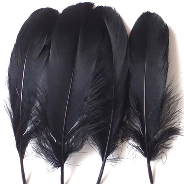 50 pieces of natural big black and white goose feathers 15 cm to