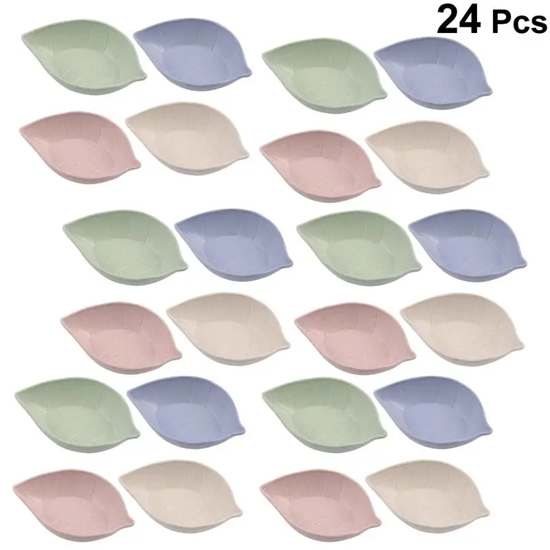 24pcs Wheat Straw Dish Leaves Sauce Salt Bowl Leaf Candy Snack Small Rice Plate Tableware Fruit Container Box | Дом и сад