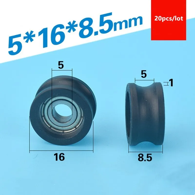 

Подшипник с U-образным пазом и пластиковым покрытием, 20 шт., 695ZZ, 5*16*8,5 мм, направляющий роликовый подшипник, колесо, шкив в нейлоновой упаковке, отверстие 5 мм