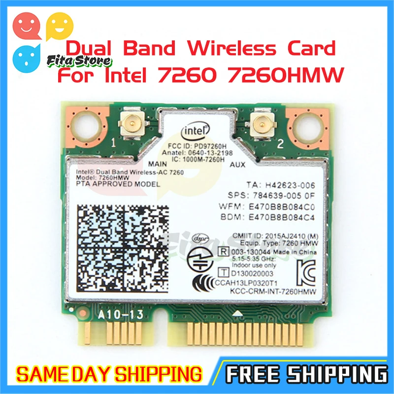 Двухдиапазонная беспроводная карта для Intel 7260 7260HMW ac Mini PCI-E 2 4G/5 ГГц Wlan Wi-Fi