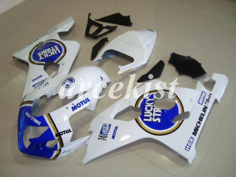 

New ABS Motorcycle Injection Full Fairings Kit Fit for Suzuki GSX-R600 GSX-R750 K4 2004 2005 04 05 Bodywork set blue white Lucky