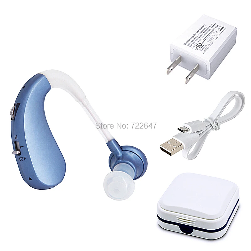 Blue- US Plug Перезаряжаемые BTE слуховой аппарат слуховые аппараты для пожилых людей Цифровое шумоподавление слуховое устройство звуковые усилители для глухоты - Цвет: Blue- US Plug